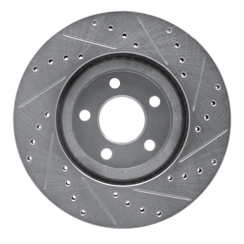 Chrysler PT Cruiser Brake Rotor (1) - Front Left - R1 Concepts - Drilled & Slotted - Silver - `01-`10